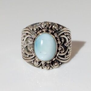 Bali Larimar Ring Sterling Silver Size 6